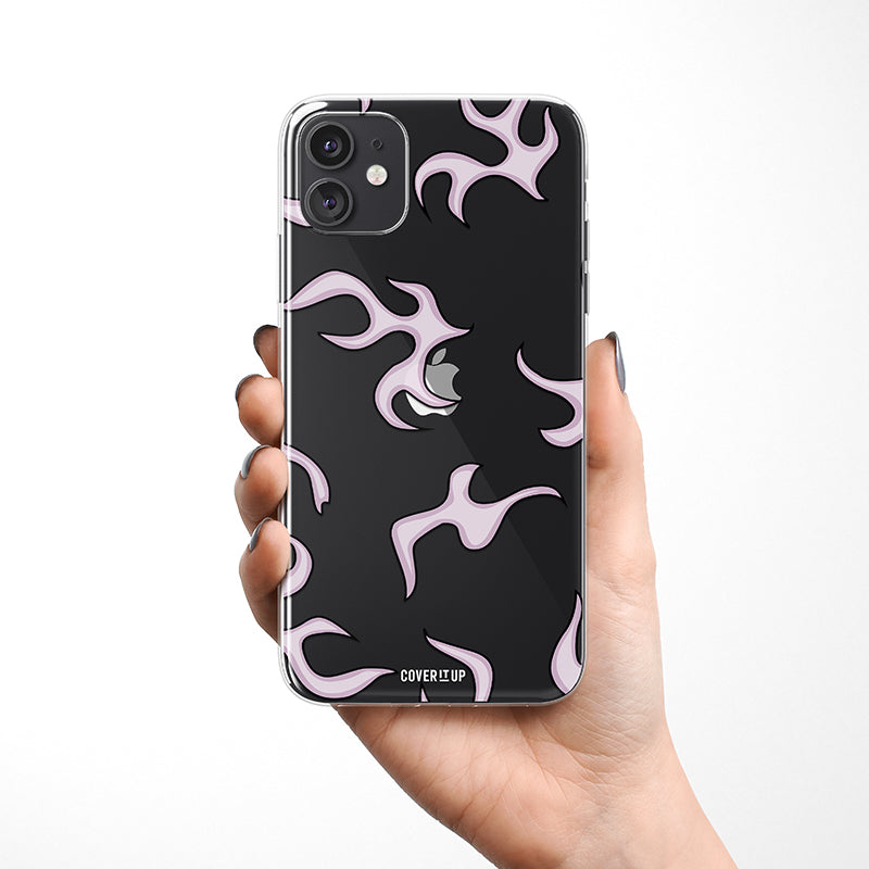 Lilac Flame Pattern Clear Silicone Case
