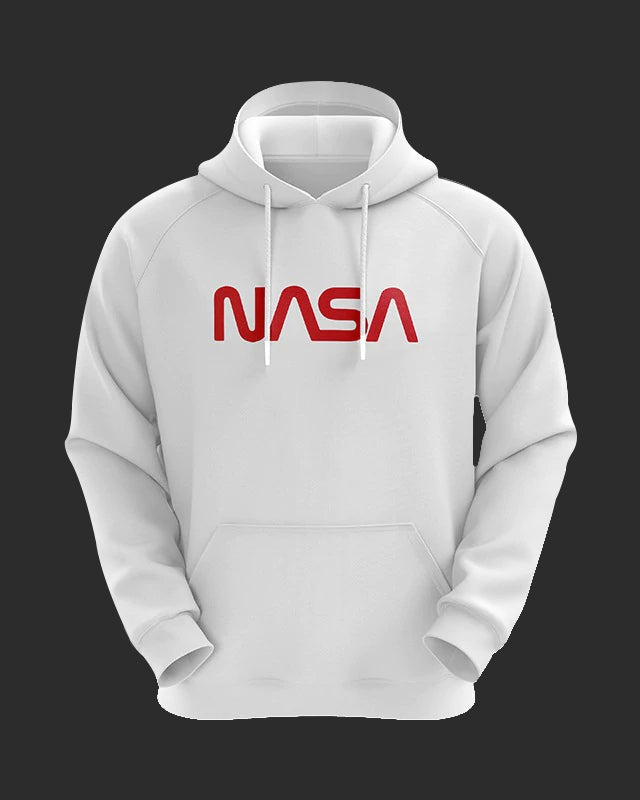 NASA Worm Logo White Hoodie for Men & Women from coveritup.com