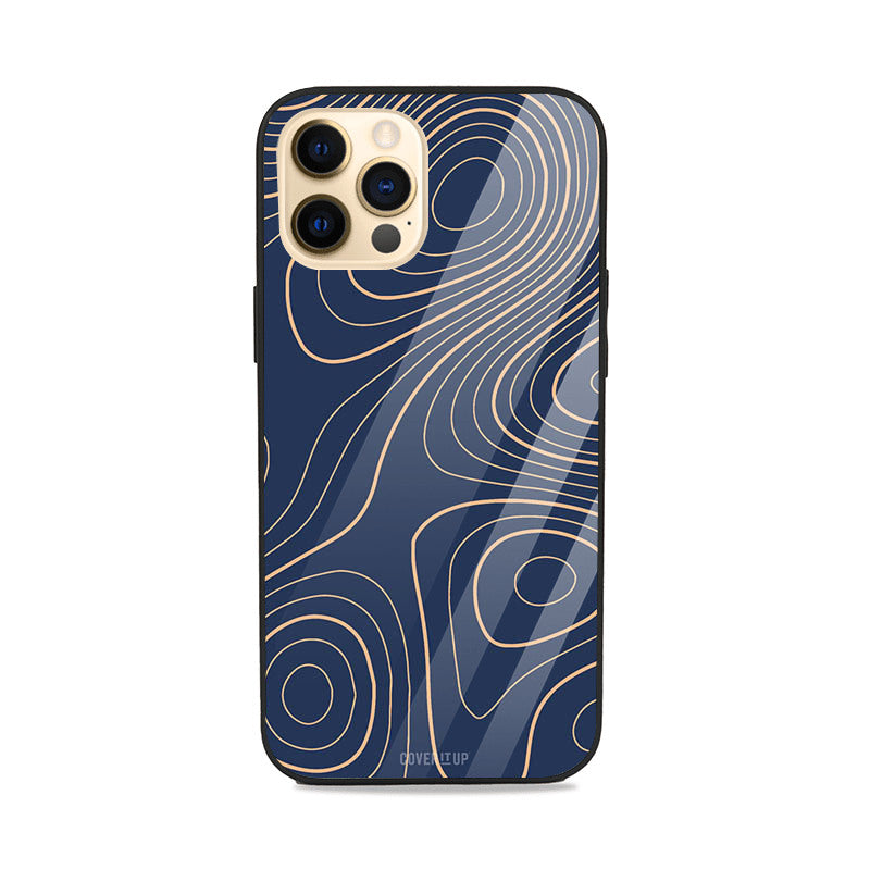 Navy Blue Topography Glass Case