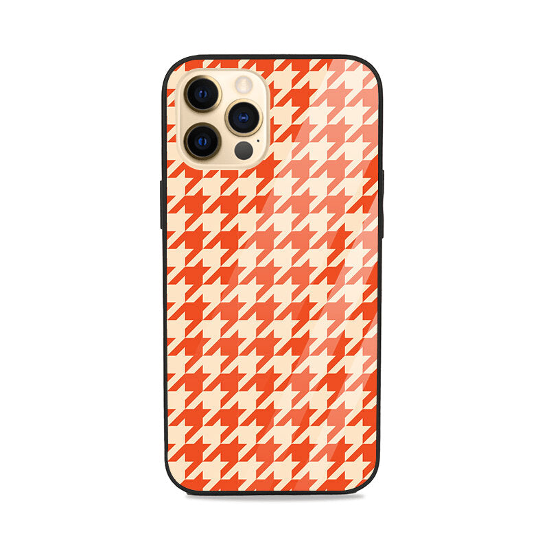 Orange Hounds Tooth Pattern Glass Case Glass Case