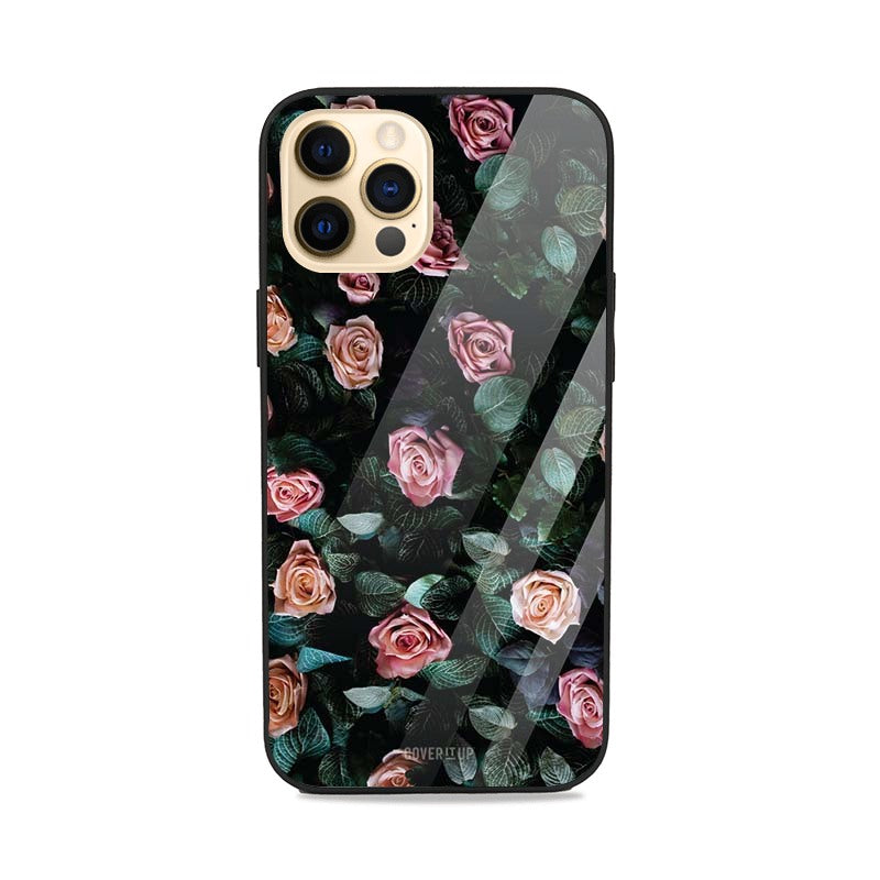 Pink And Orange Roses Glass Case