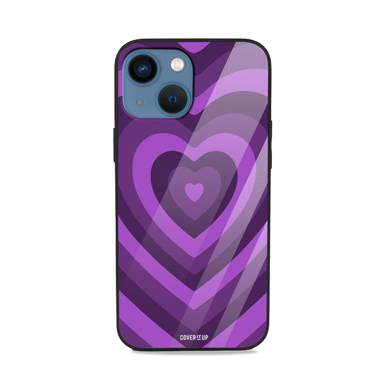 Purple Hearts Glass Case