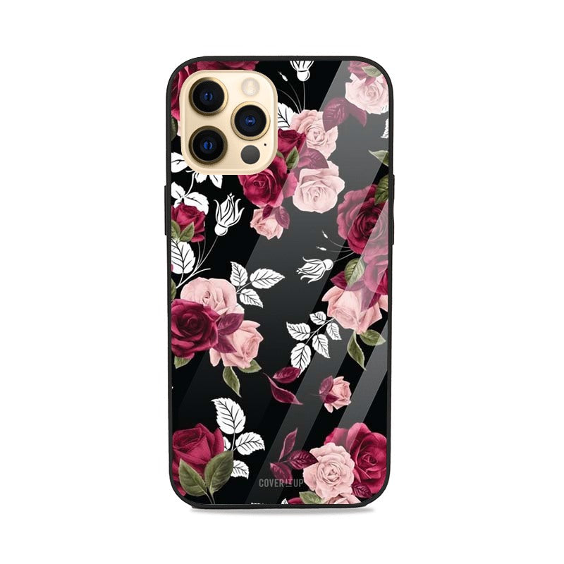 Red And Pink Roses Pattern Glass Case