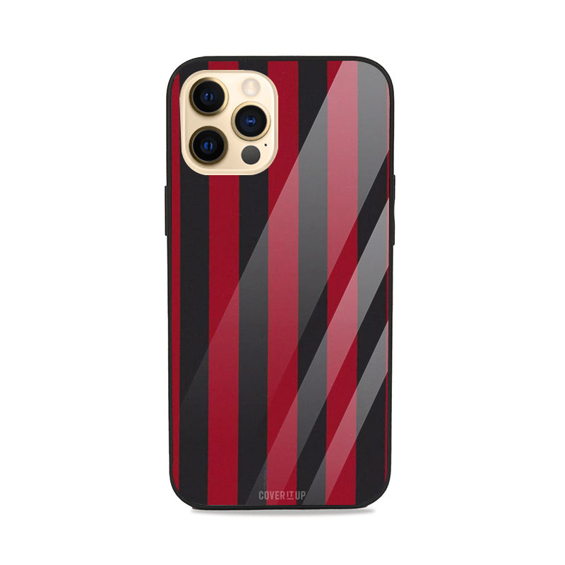 Red Black Stripes Glass Case