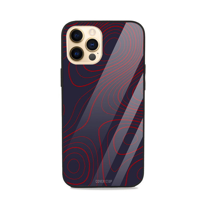 Red Blue Topography Glass Case