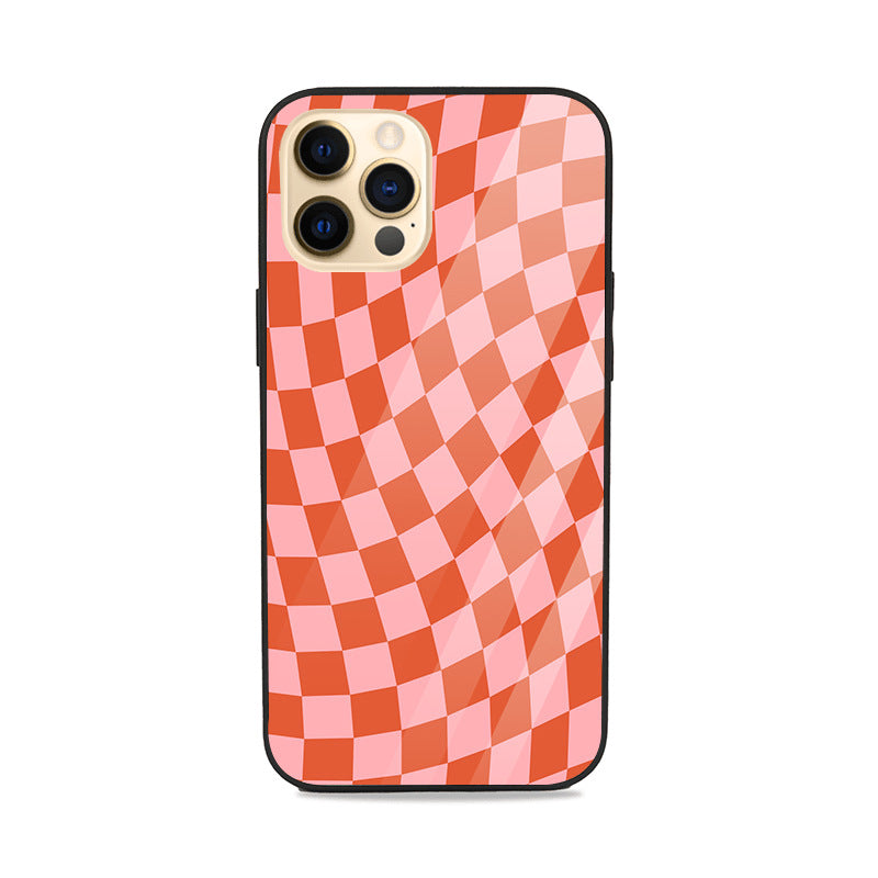 Red Checkered Print Glass Case Glass Case