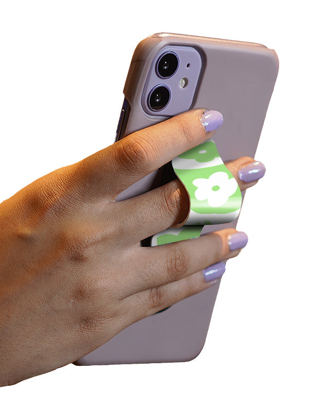 Green Flower Y2K Slider Phone Grip