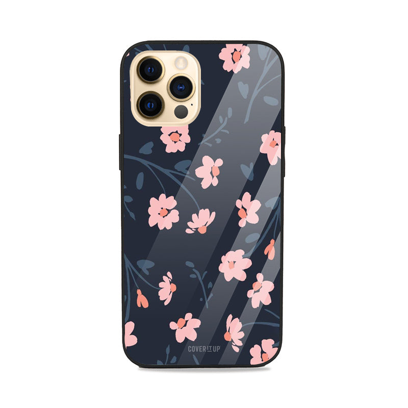 Tiny Peach Flowers Glass Case