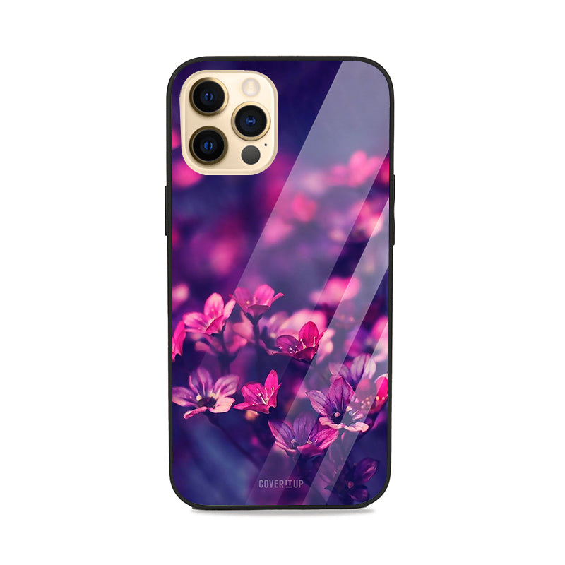 Violet Floral Glass Case