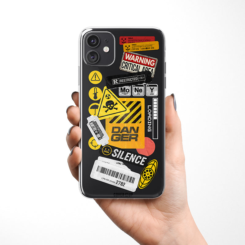 Warning Board Clear Silicone Case