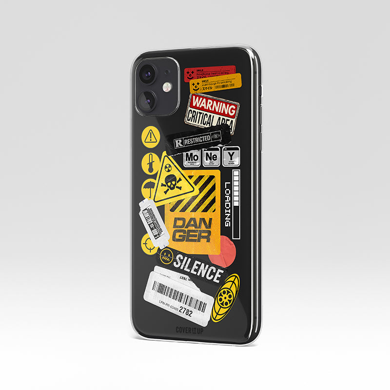 Warning Board Clear Silicone Case
