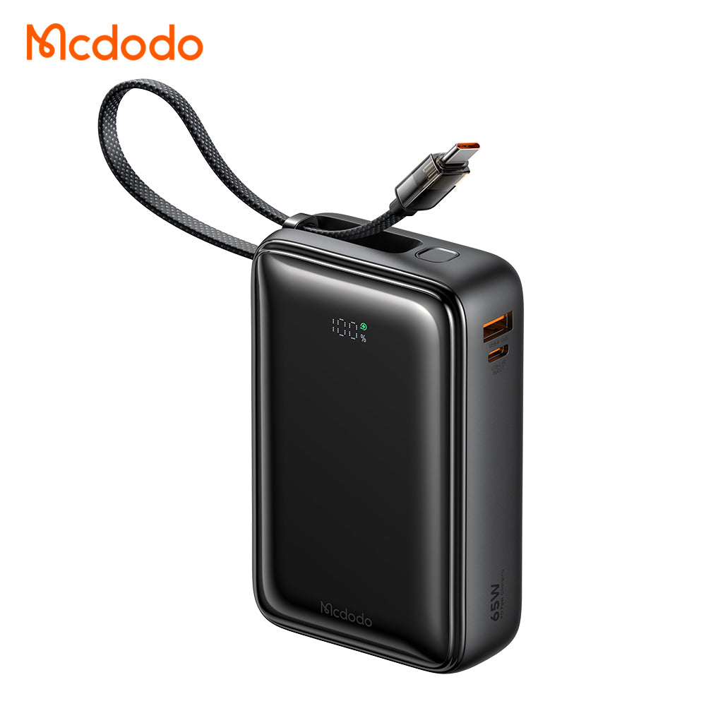 Mcdodo 65W Digital Display 20000mAh 1C+1A Mini Power Bank Built-in Cable