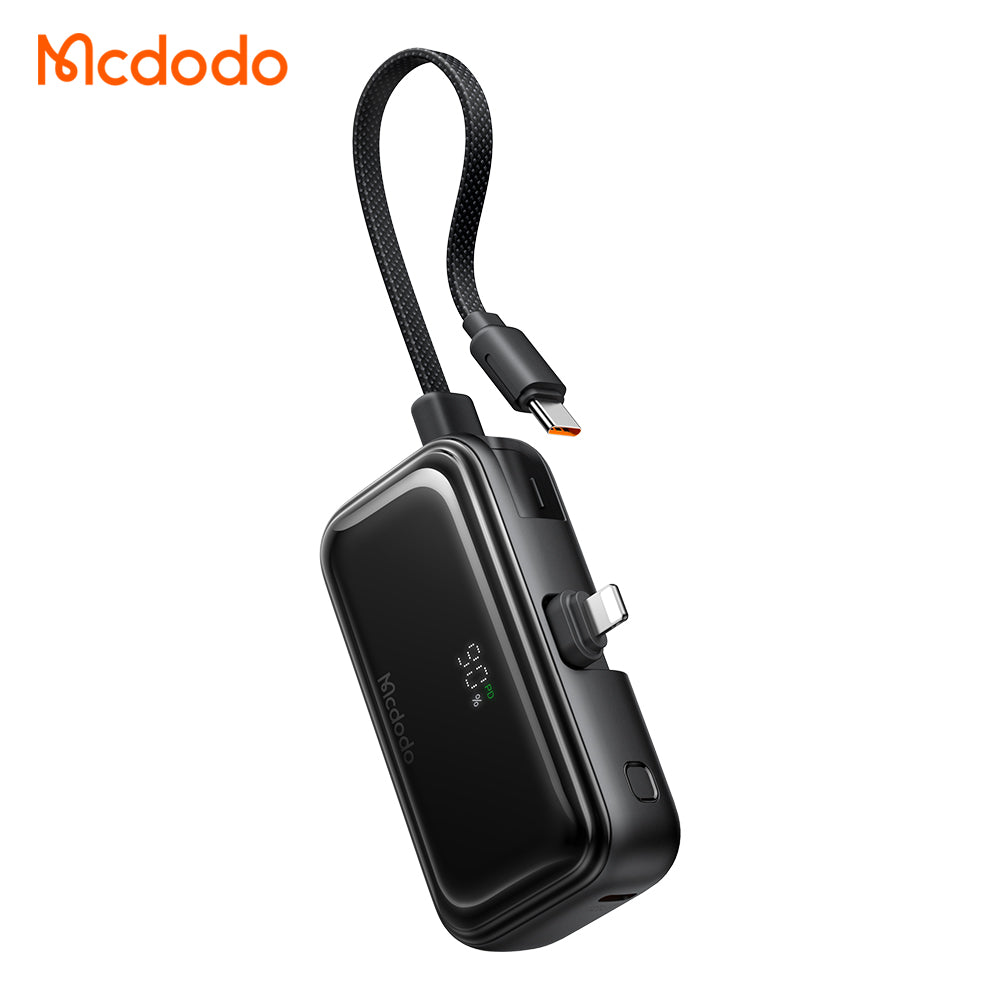 Mcdodo 22.5W Digital Display 5000mAh Pocket Power Bank with Built-in Cable & Connector (For Lightning)