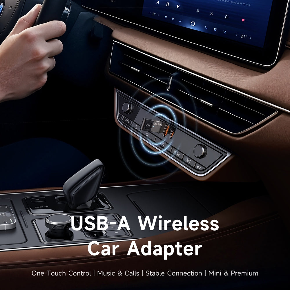 Mcdodo USB-A Wireless Car Adapter with Built-in Multi-Function Button