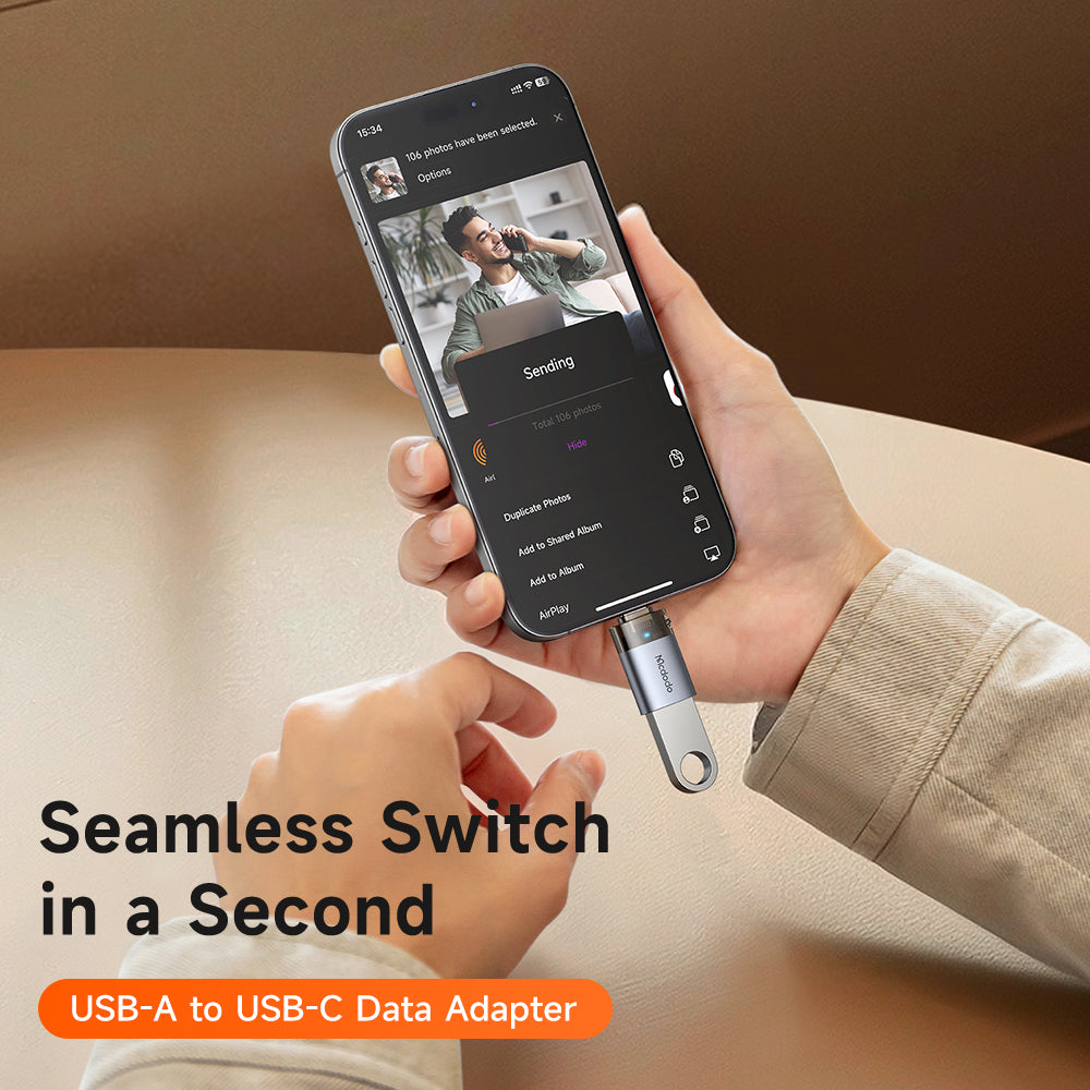 Mcdodo USB-A 3.0 to USB-C Transfer Adapter
with Indicator Lights and Lanyard