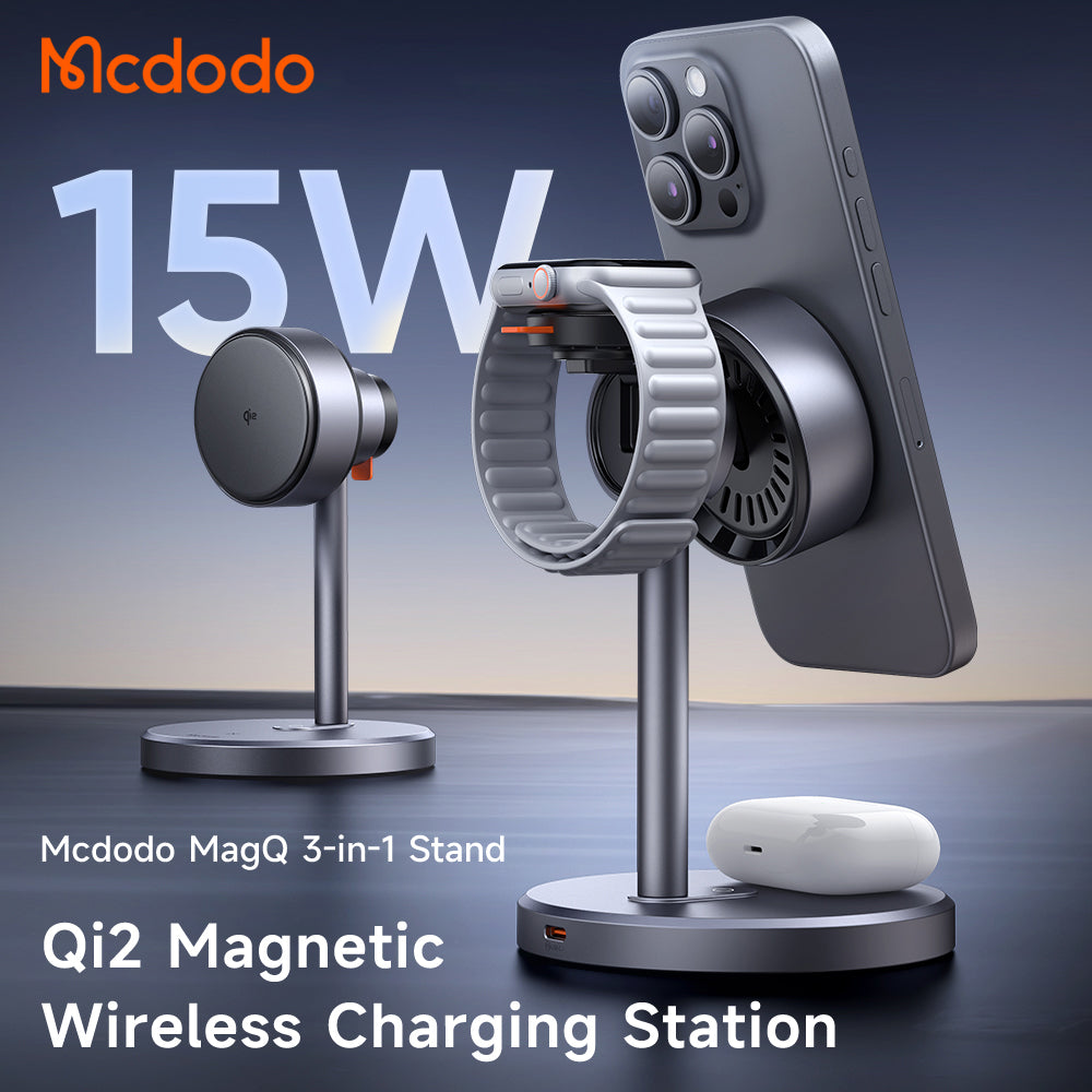Mcdodo MagQ Qi2 Magnetic Wireless Charging Station 3 in 1 Stand (Qi2 Officially Certified)