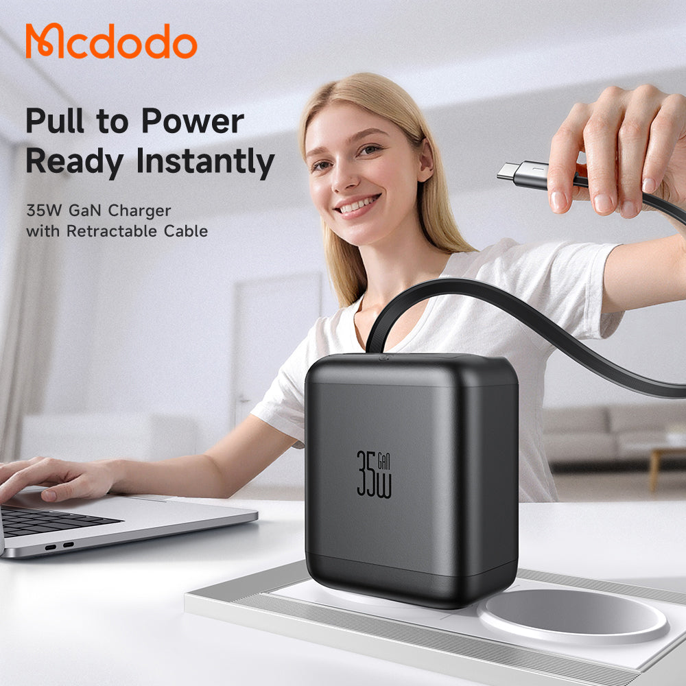 Mcdodo 35W 1C+1A GaN Charger Built-in 65cm retractable USB-C Cable(EU)