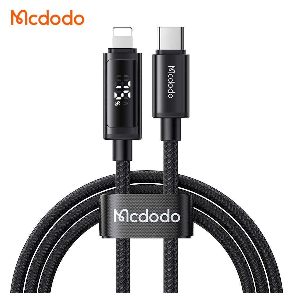 Mcdodo Dual LED Displays 36W USB-C to Lightning Cable 1.2m (Power Display&Battery Level Display for iPhone/iPad switching every 3 seconds)