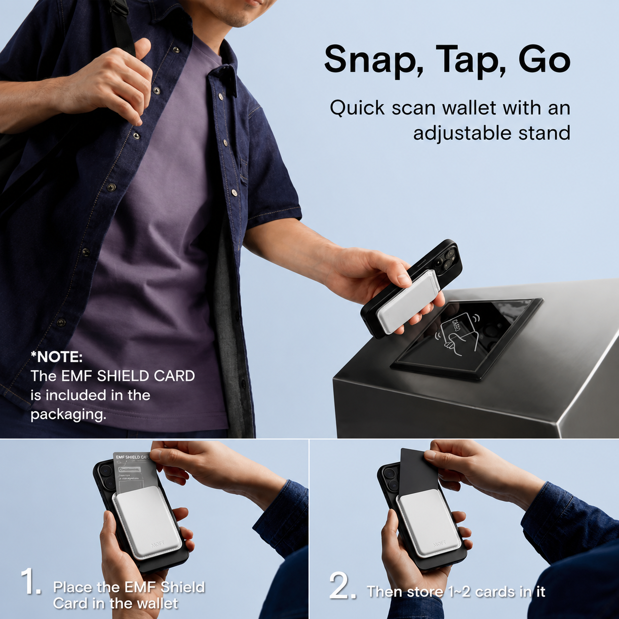 MOFT Flash Wallet & Stand - Compatible Models: iPhone 12/13/14/15/16/17 series (Plus/Pro/Pro Max) and MagSafe-compatible cases. Works with non-MagSafe phones using the included metal ring.