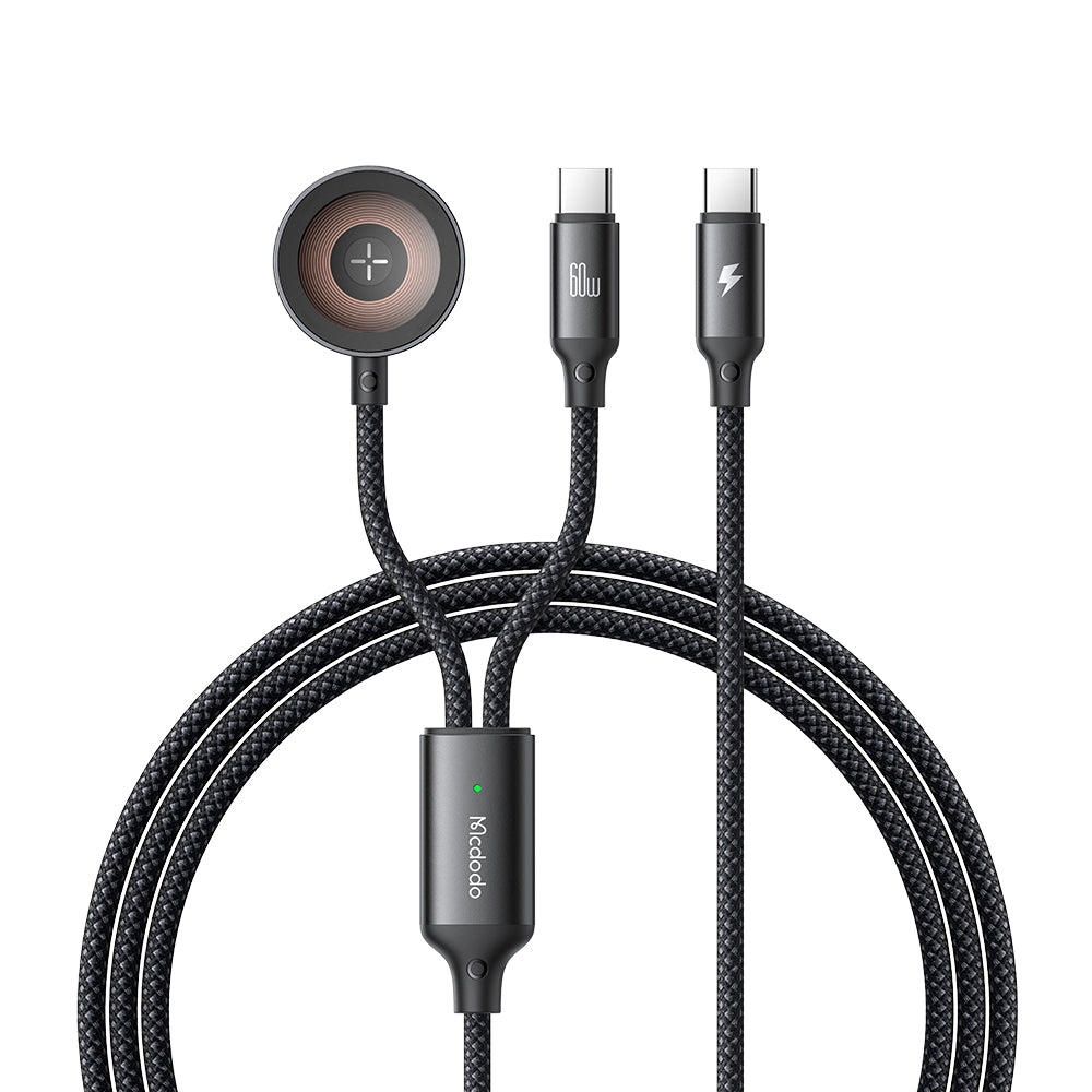 Mcdodo 2 in1 60W USB-C to USB-C+ Wireless Charger for Apple Watch Cable 1.2m