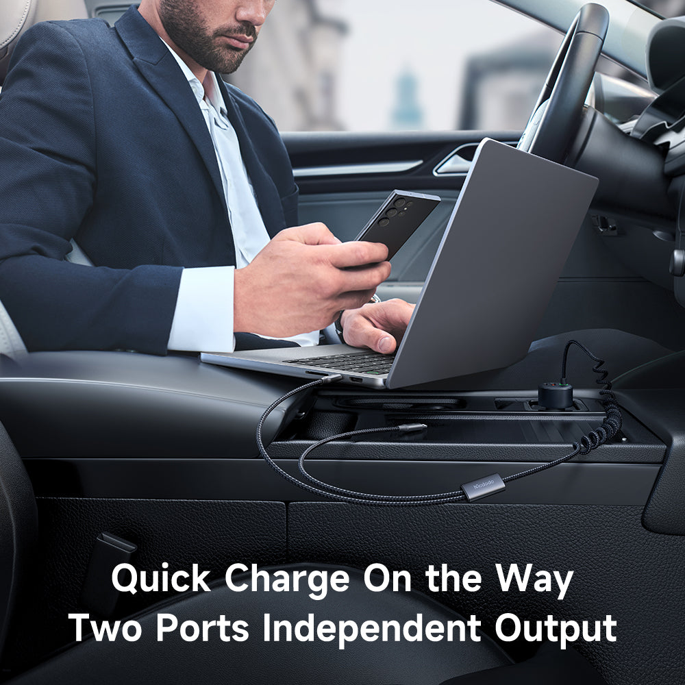 Mcdodo 120W 1C+1A Car Charger with USB-C and Lighting retractable cables