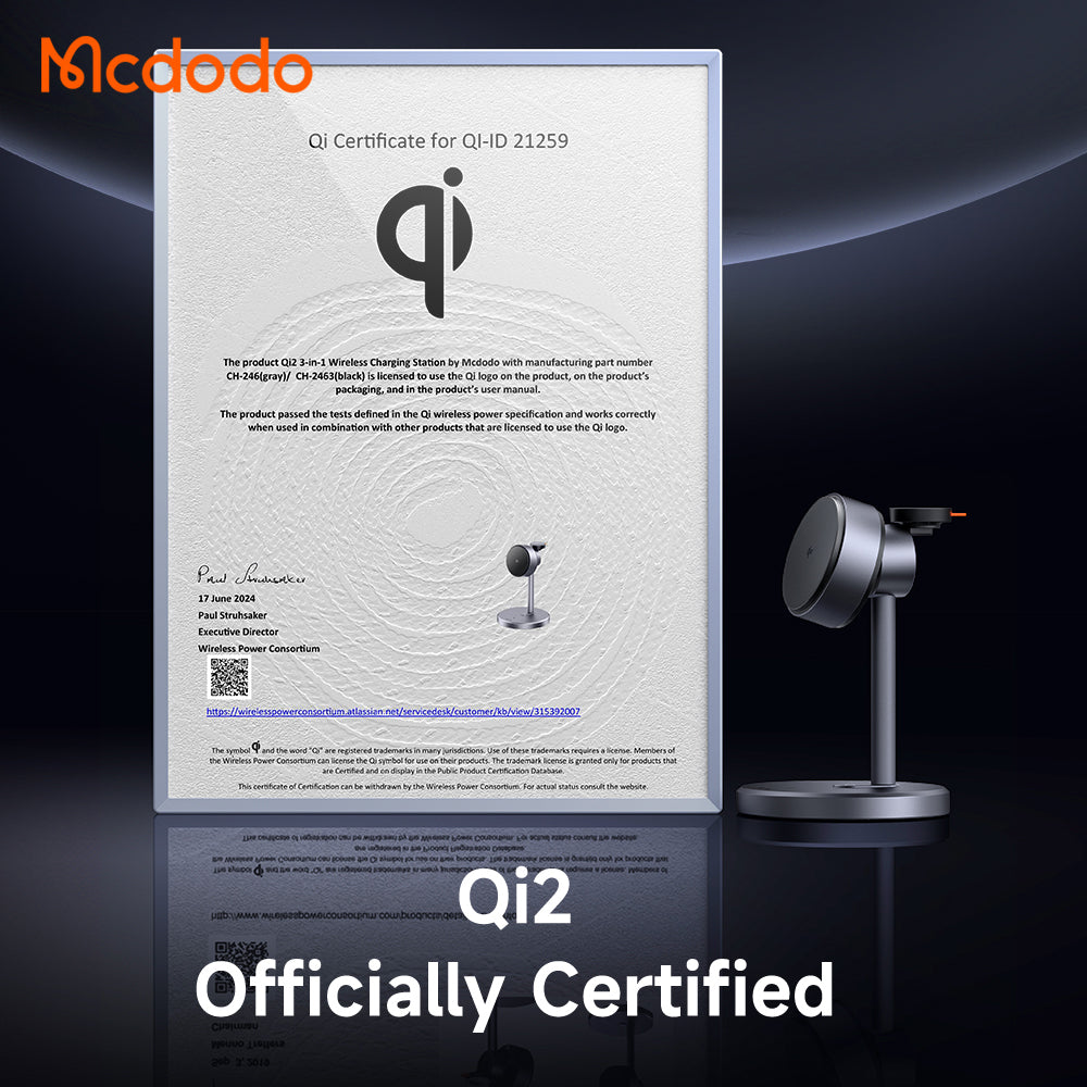 Mcdodo MagQ Qi2 Magnetic Wireless Charging Station 3 in 1 Stand (Qi2 Officially Certified)