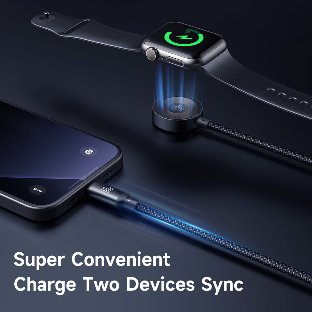 Mcdodo 2 in1 60W USB-C to USB-C+ Wireless Charger for Apple Watch Cable 1.2m