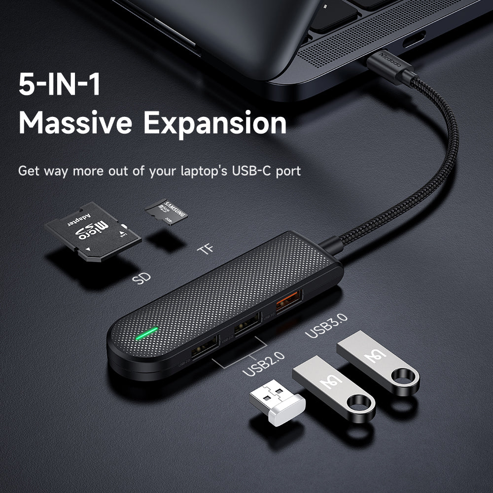 Mcdodo 5 in 1 HUB (USB2.0*2,USB3.0*1,SD/TF Card Slot*1)