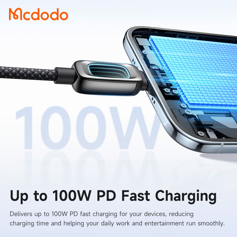 Mcdodo USB-C to USB-C 100W Cable With Sci-Fi Mirror Light 1.2M
