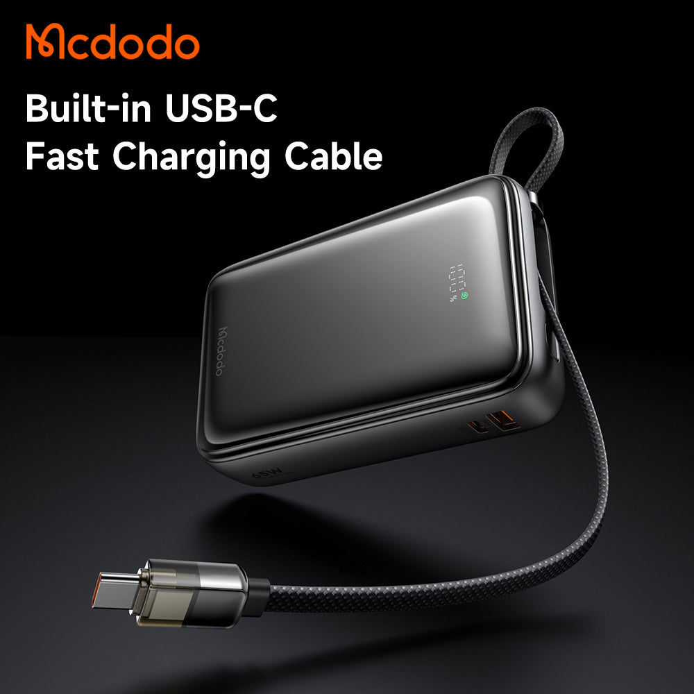 Mcdodo 65W Digital Display 20000mAh 1C+1A Mini Power Bank Built-in Cable