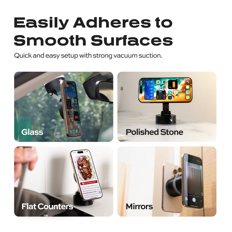 Statik ® HyperMount MagSafe Suction Car Phone Mount (Vacuum Base) for iOS & Android