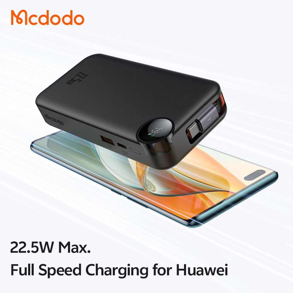 Mcdodo 22.5W Digital Display 10000mAh Power Bank Built-in Retractable Cable