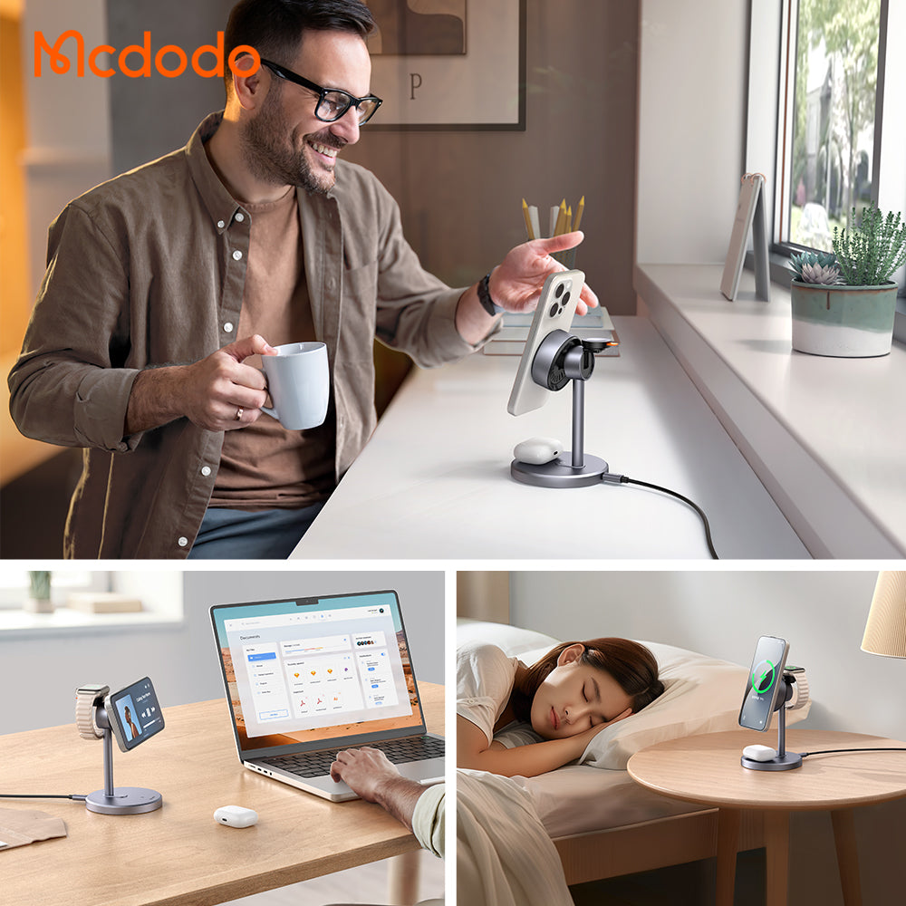 Mcdodo MagQ Qi2 Magnetic Wireless Charging Station 3 in 1 Stand (Qi2 Officially Certified)