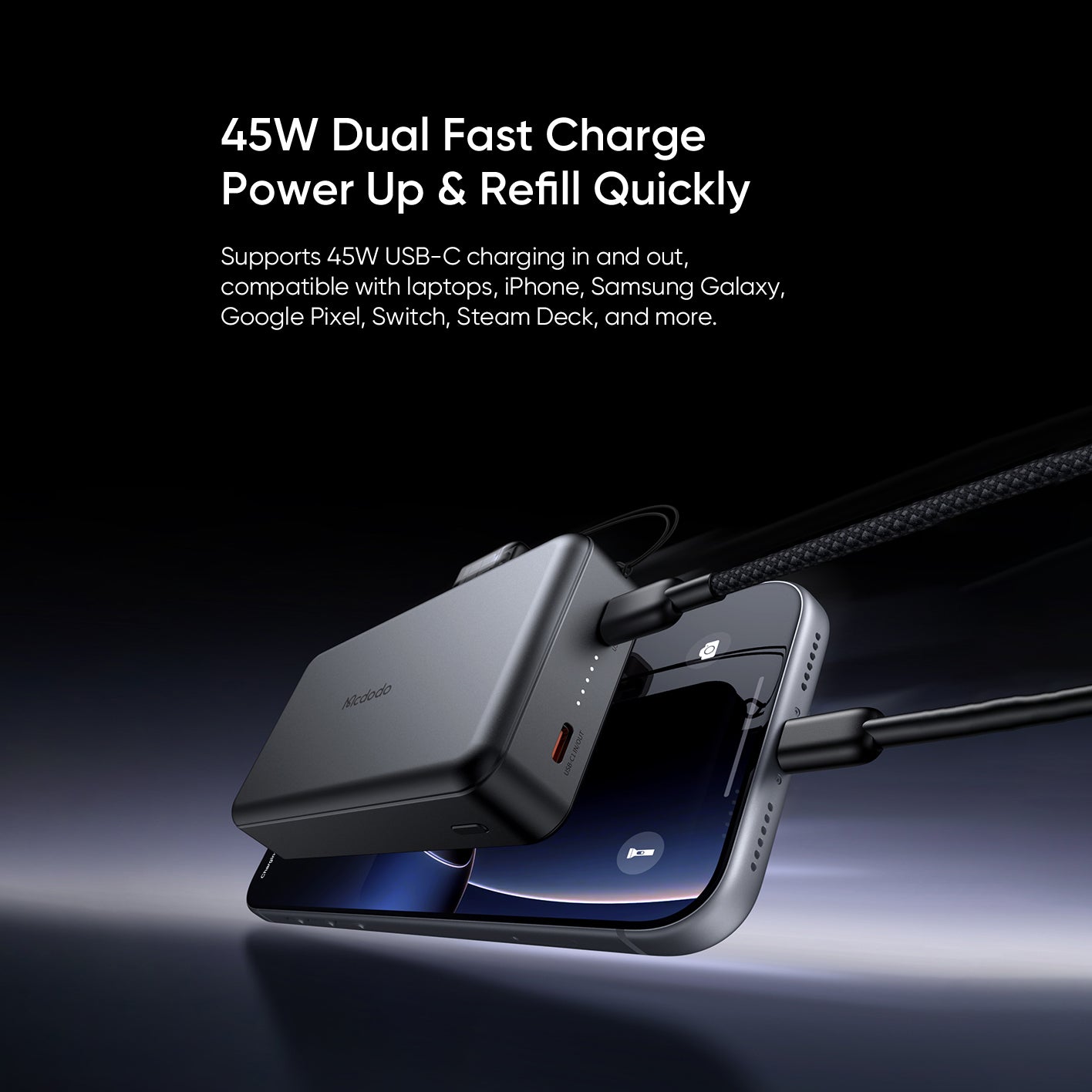 Mcdodo 20000mAh 45W Metal Power Bank Pocket Size with Fast Charging