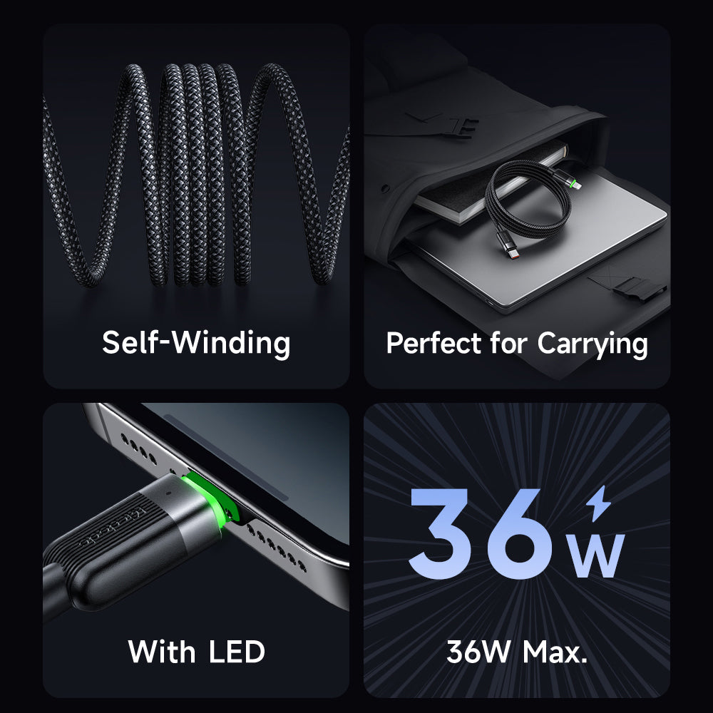 Mcdodo USB-C to Lightning 36W Magnetic Self-Winding Data Cable 1.2m