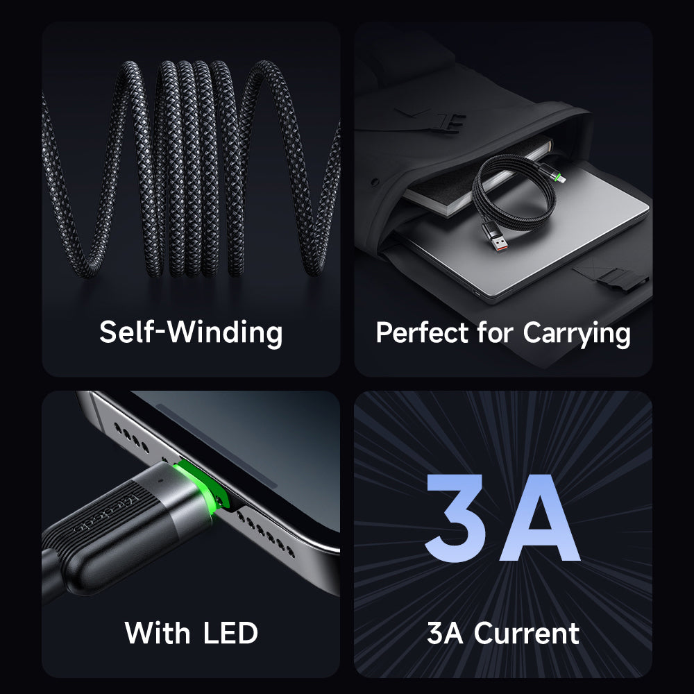 Mcdodo USB-A to Lightning 3A Magnetic Self-Winding Data Cable 1.2m