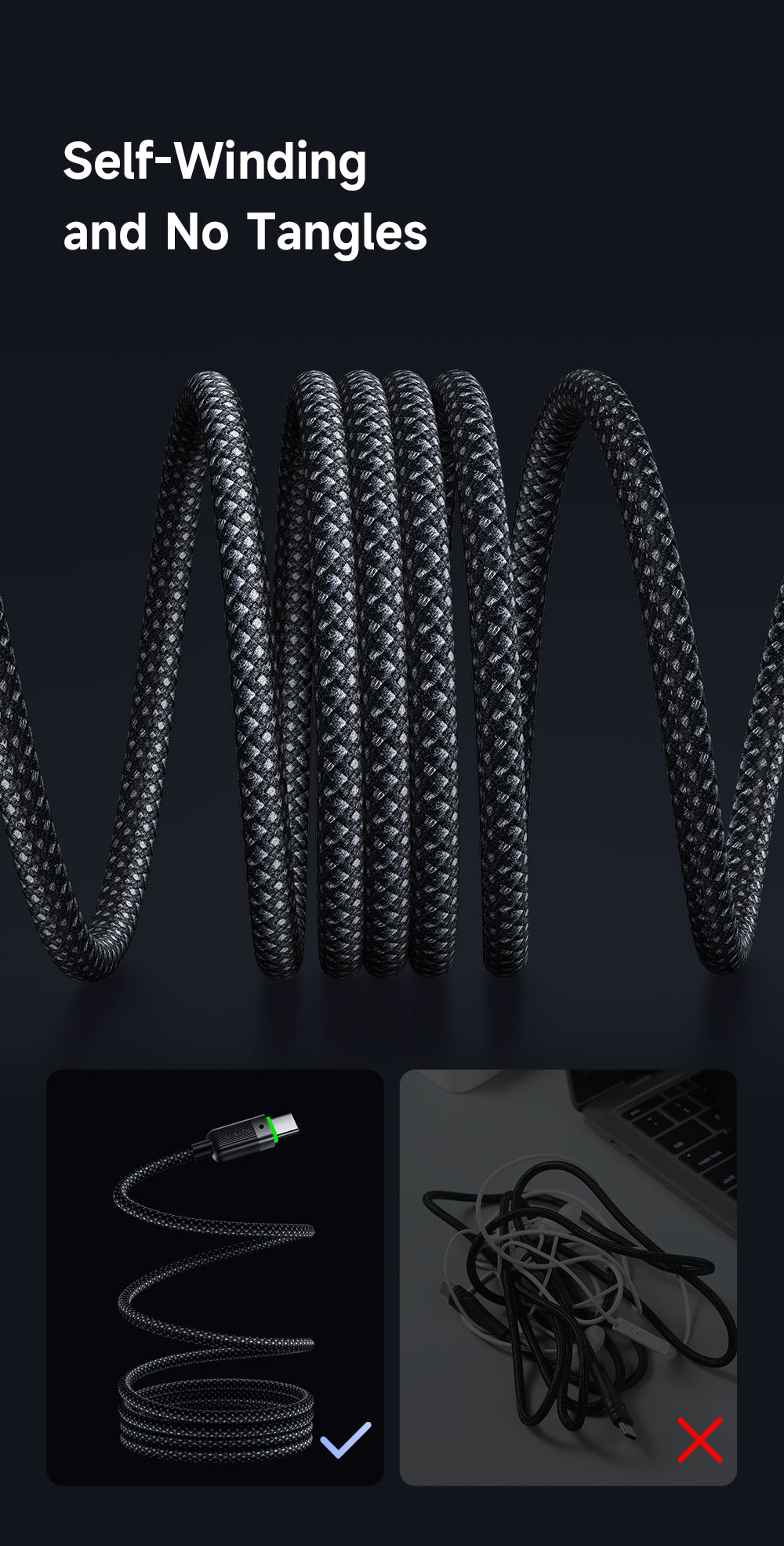 Mcdodo USB-C to USB-C 60W Magnetic Self-Winding Data Cable 1.2m