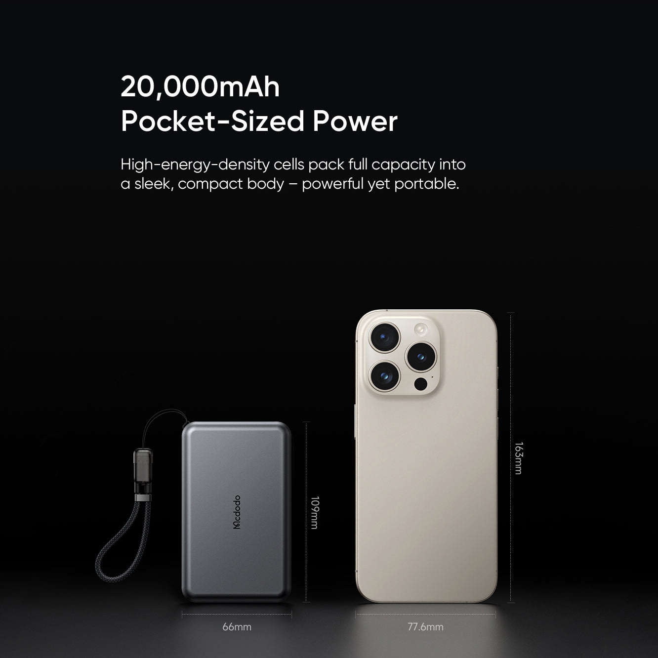 Mcdodo 20000mAh 45W Metal Power Bank Pocket Size with Fast Charging