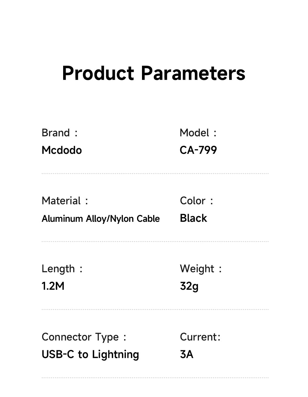 Mcdodo Dual LED Displays 36W USB-C to Lightning Cable 1.2m (Power Display&Battery Level Display for iPhone/iPad switching every 3 seconds)