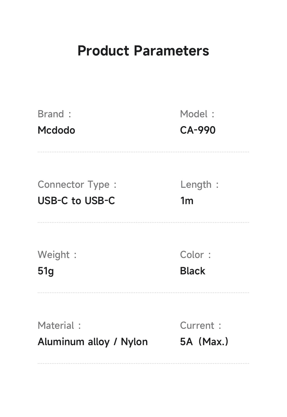 Mcdodo 240W USB-C to USB-C Magnetic Self-Winding Cable 1M