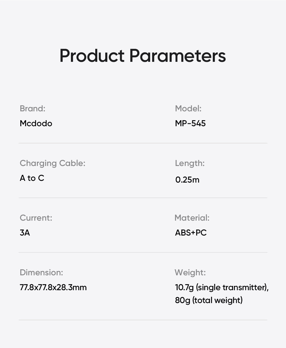 Mcdodo AI Noise-Cancelling Wireless Microphone for USB-C & Lightning