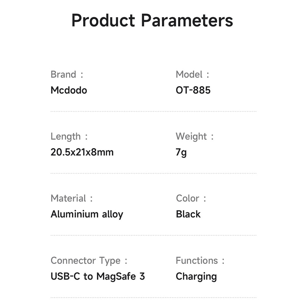 Mcdodo 140W USB-C to Magsafe 3 Adapter with LED Light, Portable and Lightweight Magnetic3 Adapter Fit for MacBook Pro M5 M4 M3 M2 M1 (2021-2025) 14"/16", MacBook Air M4 M3 M2 (2022-2025) 13"/15"