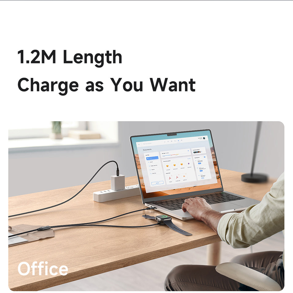 Mcdodo 2 in1 60W USB-C to USB-C+ Wireless Charger for Apple Watch Cable 1.2m