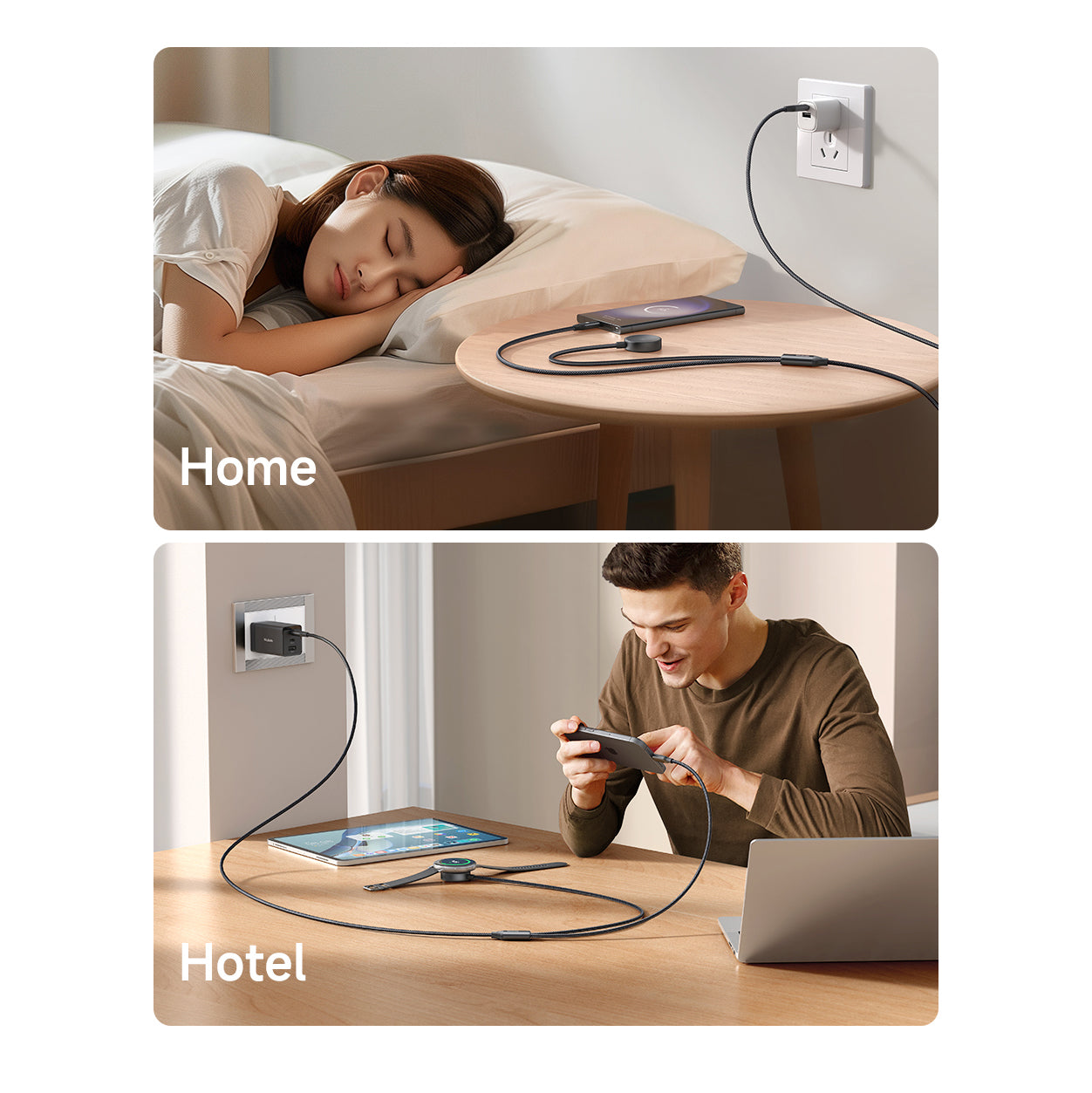 Mcdodo 2 in 1 60W USB-C to USB-C+ Wireless Charger for Samsung Watch Cable 1.2m