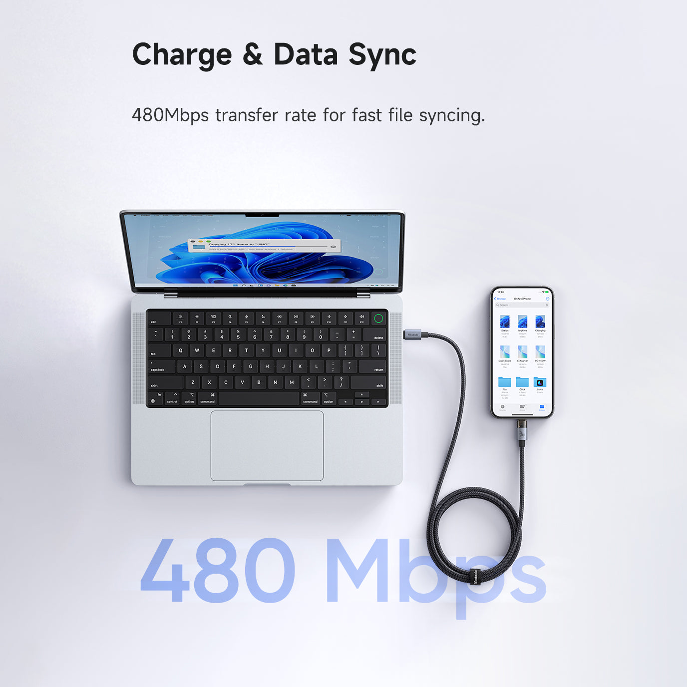 Mcdodo 36W USB-C to Lightning Transparent Cable with Charging Light 1.2m