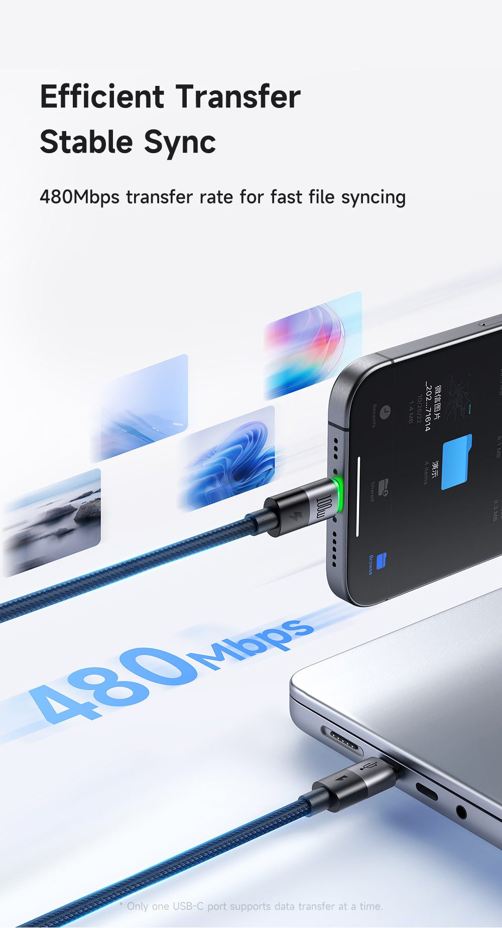 Mcdodo 2 in 1 100W USB-C to Dual USB-C Cable with LED 1.5m