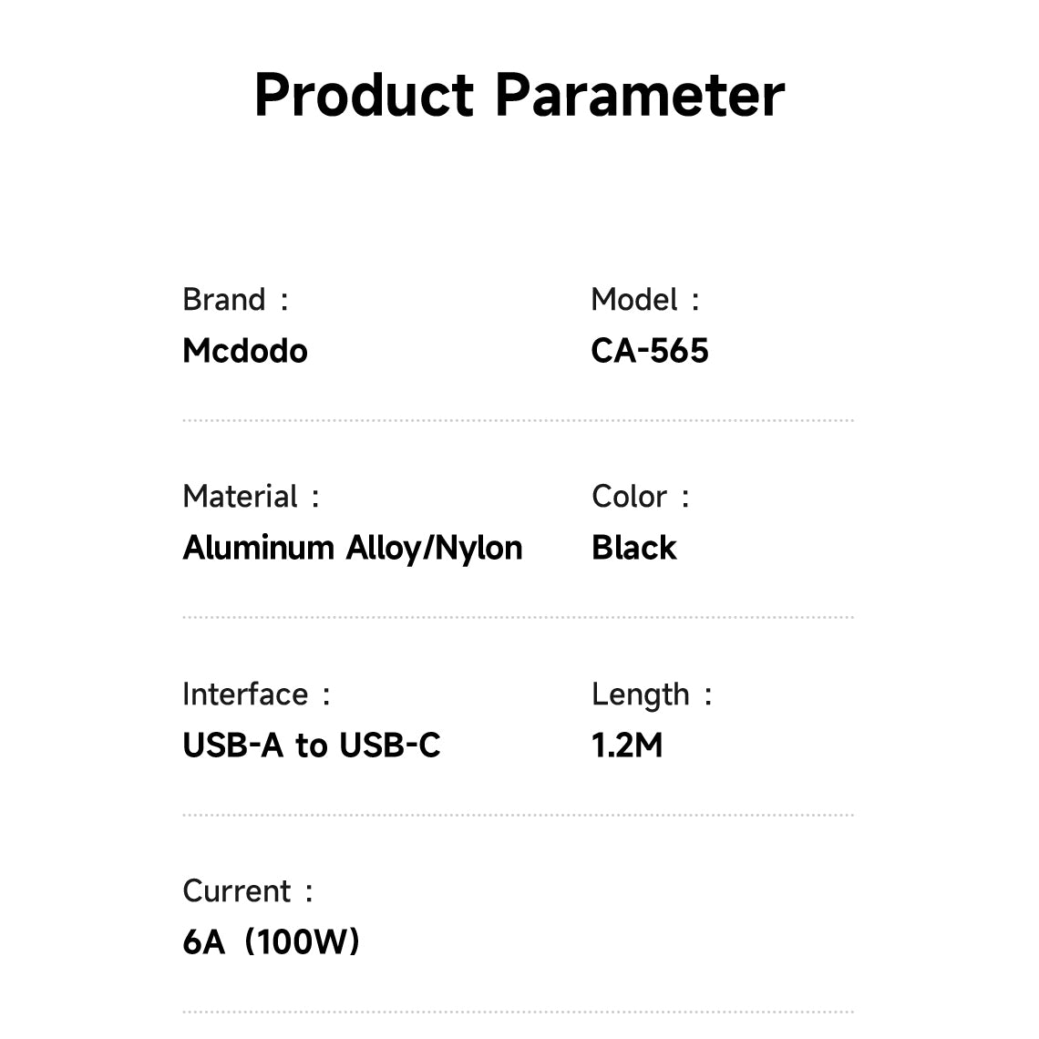 Mcdodo USB-A to USB-C 6A  Magnetic Self-Winding Data Cable 1.2m