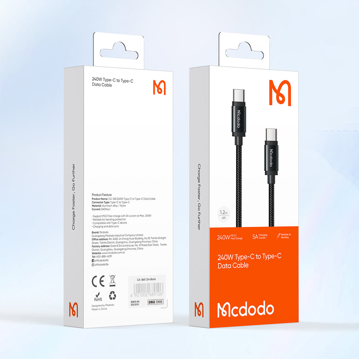 Mcdodo 240W Type-C to Type-C Data Cable 1.2m
