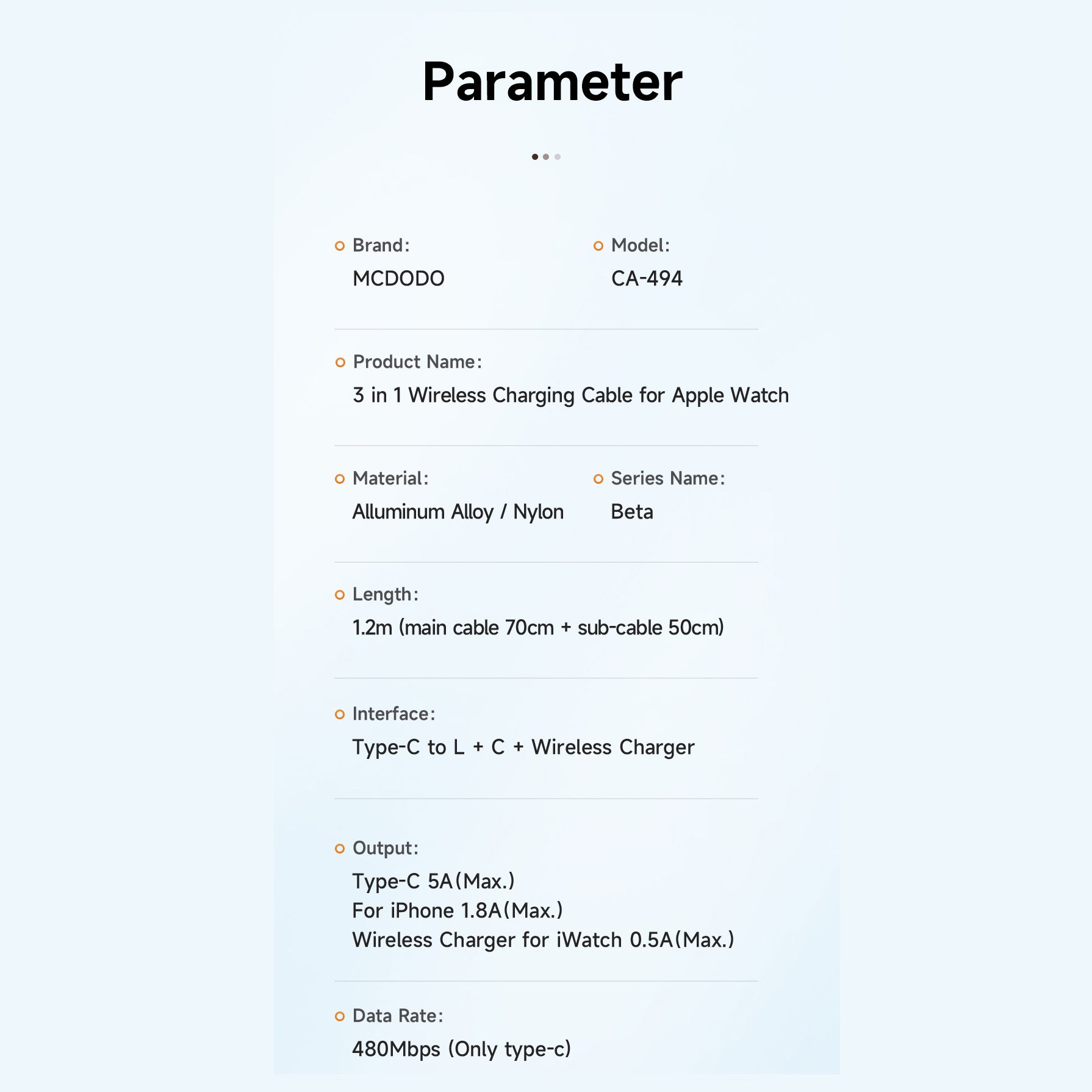 Mcdodo 3 in1 100W USB-C to Type-C and Lightning+ Wireless Charger for Apple Watch Cable 1.2m