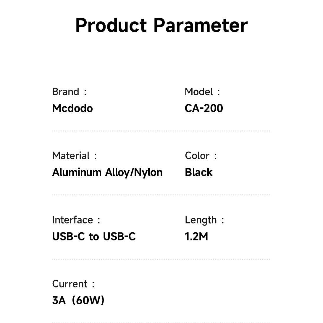 Mcdodo USB-C to USB-C 60W Magnetic Self-Winding Data Cable 1.2m
